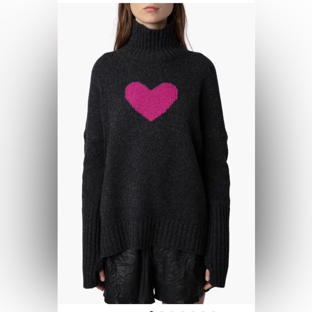 NWOT Zadig & Voltaire Alma We Heart Turtleneck Merino Wool Sweater